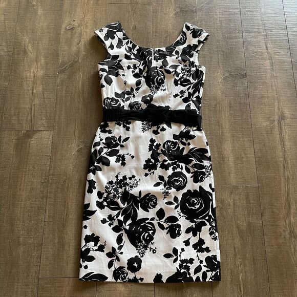 White House Black Market Women Size 8 Floral Sheath Dress Career Business Office - Picture 1 of 16